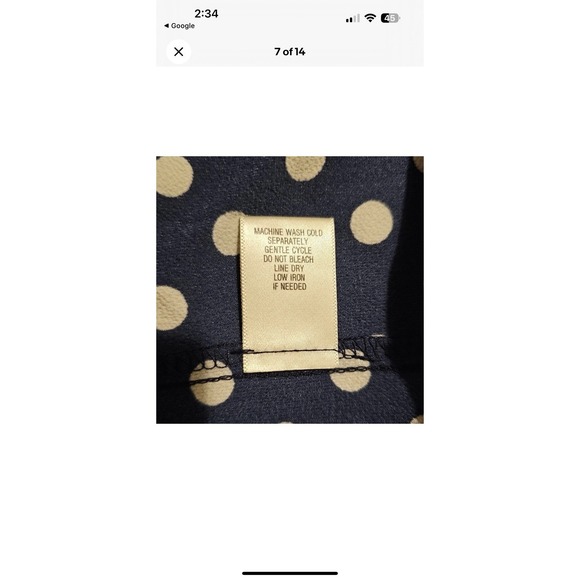 Emma‎ & Michele Women's Sml Navy Blue White Polka Dot Shirt Dress 3/4 Tab Sleeve - Picture 8 of 8